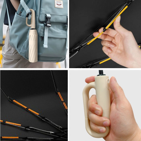 PANDA ร่ม ร่มอัตโนมัติ สีพื้น กันฝนกันแดดกันUV พกพาสะดวก น้ำหนักเบา Umbrella ระบบเปิด-ปิดออโต้ ส่งจากไทย NO:UV26 Image3