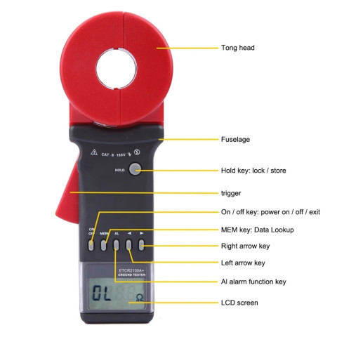 เครื่องทดสอบความต้านทานดินดิจิตอล เครื่องทดสอบกราวด์แคลมป์ ยี่ห้อ ETCR รุ่น A2100+ Image5
