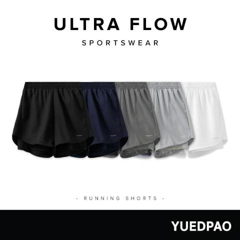 Yuedpao Sportswear กางเกงออกกำลังกายขาสั้น กางเกงวิ่ง 2in1 มีซับใน พร้อมกระเป๋าด้านข้าง Ultra Flow Running Image1