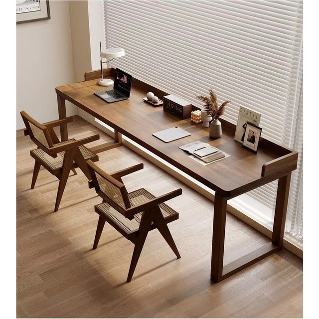 โต๊ะติดผนังโต๊ะไม้เนื้อแข็งคู่บาร์บ้านสไตล์อเมริกันวินเทจนักเรียนโต๊ะเรียนห้องนอนโต๊ะทำงานที่เรียบง่าย