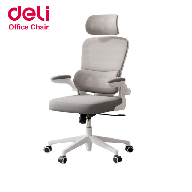 [ฟรีเบาะ]Deli เก้าอี้สำนักงาน เก้าอี้ทำงาน ปรับเอนได้ นั่งสบาย ระบายอากาศ วางแขนพับได้ Office Chair