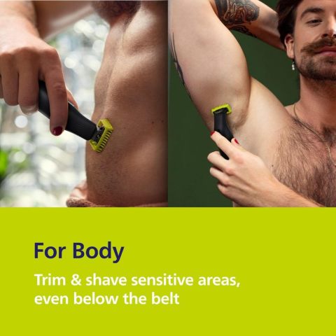 Norelco Philips OneBlade 360 Pro Face + Body, เครื่องกันหนวดเคราไฟฟ้าไฮบริด, เครื่องโกนหนวดและ Bodygroomer พร้อมเทคโนโลยี 360 ใบมีด รุ่น QP6552 Image3