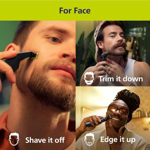 Norelco Philips OneBlade 360 Pro Face + Body, เครื่องกันหนวดเคราไฟฟ้าไฮบริด, เครื่องโกนหนวดและ Bodygroomer พร้อมเทคโนโลยี 360 ใบมีด รุ่น QP6552 Image2