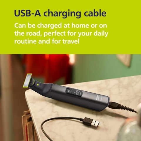 Norelco Philips OneBlade 360 Pro Face + Body, เครื่องกันหนวดเคราไฟฟ้าไฮบริด, เครื่องโกนหนวดและ Bodygroomer พร้อมเทคโนโลยี 360 ใบมีด รุ่น QP6552 Image4