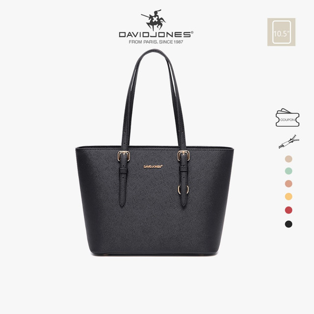 David Jones Paris กระเป๋าสะพายไหล่ หนัง PU ทรงโท้ท ขนาดกลาง สําหรับผู้หญิง