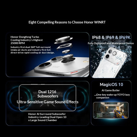 Honor WIN Snapdragon 8 Elite Gen 5 Honor WIN RT Snapdragon 8 Elite MagicOS 10 6.83" OLED 10000 mAh Image4