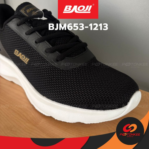 Baoji รองเท้าวิ่ง ผู้ชาย BJM653-1213, 1200 ผ้าใบดำล้วน ดำขาว บาโอจิ พร้อมส่ง Image3