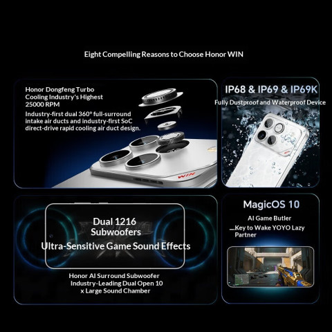Honor WIN Snapdragon 8 Elite Gen 5 Honor WIN RT Snapdragon 8 Elite MagicOS 10 6.83" OLED 10000 mAh Image2