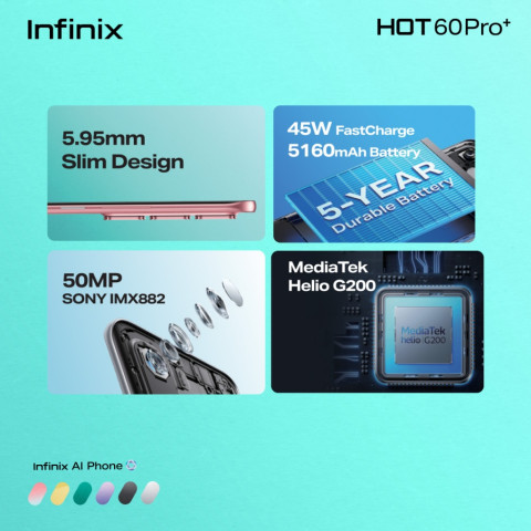 Infinix Hot 60 Pro+ (8/256) ประกันศูนย์ 1 ปี [ หน้าจอ 6.78 นิ้ว แบต 5610mAh ] Image7