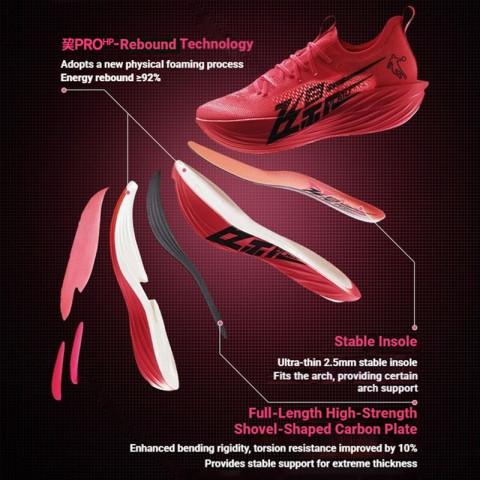 Qiaodan Feiying Plaid1.5+2.0 รองเท้าวิ่งผู้ชาย นุ่มเด้ง หน้าเท้ากว้าง คาร์บอน Breathable BM23240290 Image4