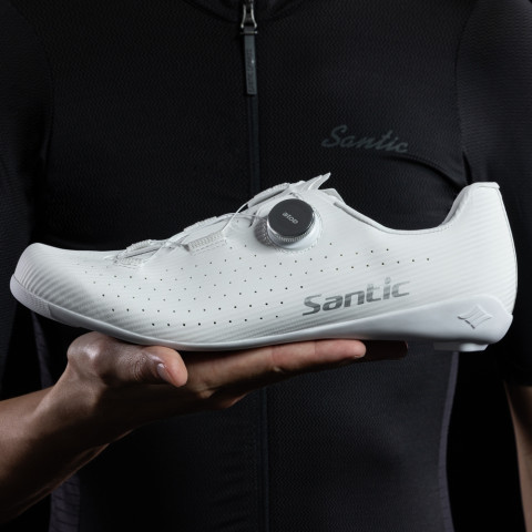 Santic ขี่จักรยานรองเท้าผู้ชายคาร์บอนไฟเบอร์ Outsole รองเท้าจักรยานถนนผู้หญิง Breathable ATOP Reel Knob Lacing ระบบ WZS24043 Image2