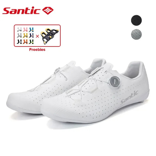 Santic ขี่จักรยานรองเท้าผู้ชายคาร์บอนไฟเบอร์ Outsole รองเท้าจักรยานถนนผู้หญิง Breathable ATOP Reel Knob Lacing ระบบ WZS24043