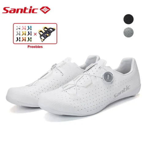 Santic ขี่จักรยานรองเท้าผู้ชายคาร์บอนไฟเบอร์ Outsole รองเท้าจักรยานถนนผู้หญิง Breathable ATOP Reel Knob Lacing ระบบ WZS24043 Image1
