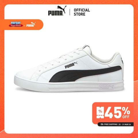 PUMA BASICS - รองเท้ากีฬาข้อต่ำ Smash Vulcanised V3 สีดำ - 38075202 Image1