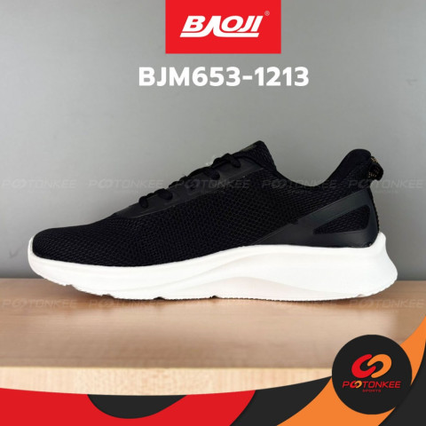 Baoji รองเท้าวิ่ง ผู้ชาย BJM653-1213, 1200 ผ้าใบดำล้วน ดำขาว บาโอจิ พร้อมส่ง Image2