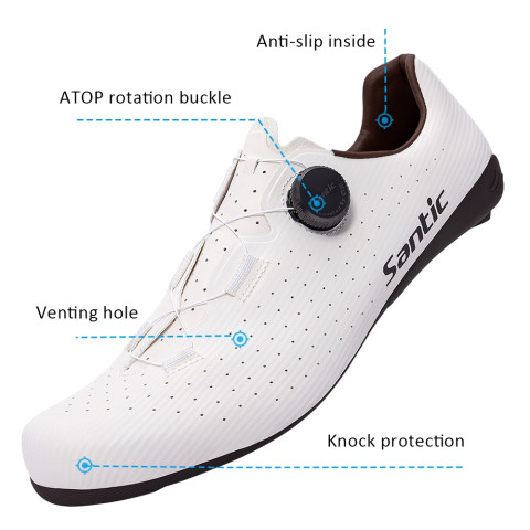 Santic ขี่จักรยานรองเท้าผู้ชายคาร์บอนไฟเบอร์ Outsole รองเท้าจักรยานถนนผู้หญิง Breathable ATOP Reel Knob Lacing ระบบ WZS24043 Image6