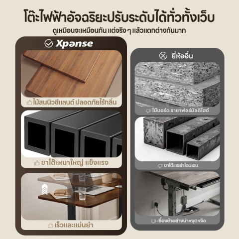 XPANSE โต๊ะปรับระดับไฟฟ้า แผ่นรองโต๊ะหนัง โต๊ะคอม โต๊ะทำงานยืดหยุ่นไฟฟ้า ที่เหมาะสมต่อรูปร่างมนุษย์ ใช้ได้สำหรับการทำงาน Image4