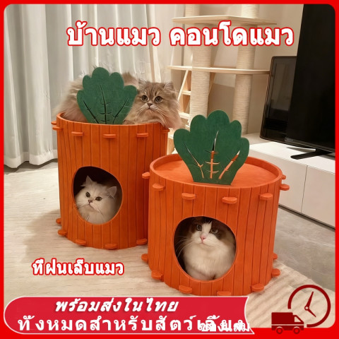 🥕 คอนโดแมว ใหญ่ บ้านแมว 2-3 ชั้น ทรงกระบอก ดีไซน์ญี่ปุ่น สไตล์มินิมอล ตึกแมว มีรู ปีนเล่นได้ วัสดุสักหลาด ที่ฝนเล็บแมว