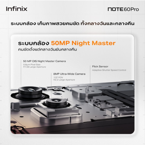 New Infinix NOTE 60 Pro (5G) 256+12GB (ผสานRAMสูงสุด24GB) ชิปเซ็ต Snapdragon 7s Gen 4 I จอเสริม Active Matrix ด้านหลัง Image7