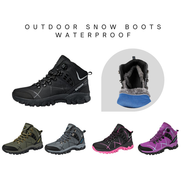[พร้อมส่งจากไทย] Outdoor snow boots waterproof รองเท้าลุยหิมะ กันน้ำ มีบุขนข้างใน ดอกยางพื้นหนากันลื่น
