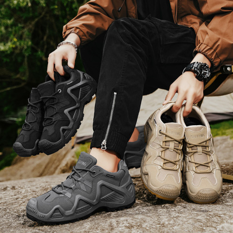 รองเท้าเดินป่ากลางแจ้งรองเท้าผู้ชายหนาSoledความสูงตาข่ายระบายอากาศระงับกลิ่นกายฤดูใบไม้ร่วงสไตล์ใหม่Anti-Slipเดินป่า Low-Top Boot Image3