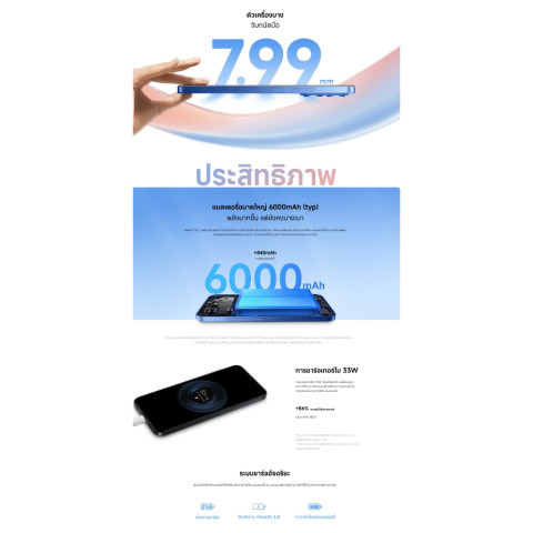 (NEW IN) XIAOMI Redmi 15C 4G 6+128G/8+256GB) รับประกันศูนย์ไทย 12 เดือน  High Capacity Battery up to 6000Mah (Typ) Image7