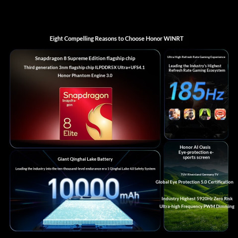 Honor WIN Snapdragon 8 Elite Gen 5 Honor WIN RT Snapdragon 8 Elite 6.83" OLED 10000 mAh 100 W Image2