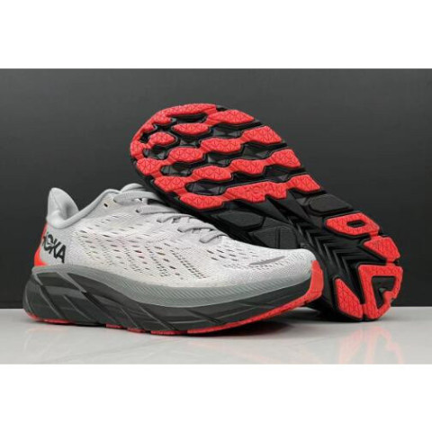 Qykz HOKA ONE ONE Clifton 8 OutDoor Shock Absorption รองเท้ากีฬาสีเทาสีดําสีแดงผู้ชายและผู้หญิงขนาด 36-45 Image3