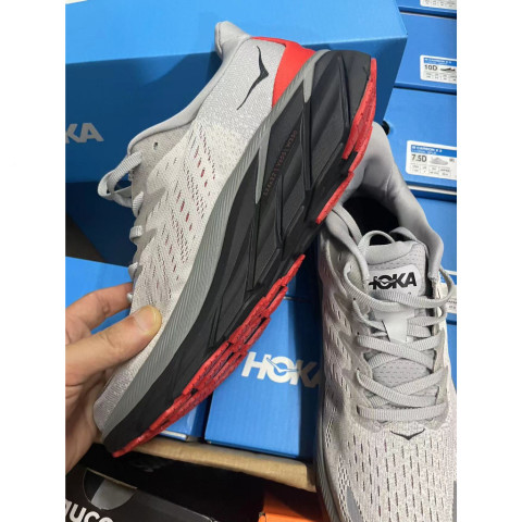 Qykz HOKA ONE ONE Clifton 8 OutDoor Shock Absorption รองเท้ากีฬาสีเทาสีดําสีแดงผู้ชายและผู้หญิงขนาด 36-45 Image8