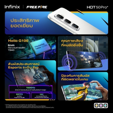 Infinix HOT 50 Pro+ 256+8GB (เพิ่มแรมสูงสุด 16GB) I ชิปเซ็ต Helio G100 I จอ AMOED โค้ง 3D 120Hz ขนาด 6.78" I บาง 6.8 มม. Image2