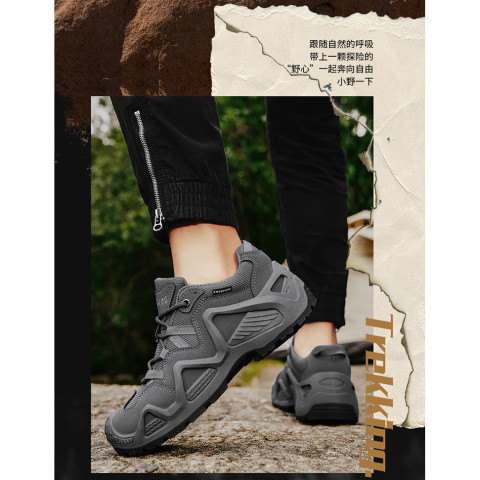 รองเท้าเดินป่ากลางแจ้งรองเท้าผู้ชายหนาSoledความสูงตาข่ายระบายอากาศระงับกลิ่นกายฤดูใบไม้ร่วงสไตล์ใหม่Anti-Slipเดินป่า Low-Top Boot Image5