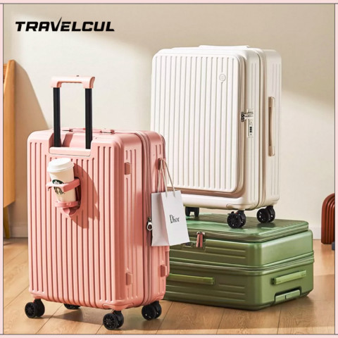 TRAVELCUL 20/24นิ้วกระเป๋าเดินทางขยายด้านข้างเปิดกระเป๋าเดินทางมัลติฟังก์ชั่(USB,ที่วางแก้ว)ความจุขนาดใหญ่มากขึ้นสะดวกในการใช้งานแฟชั่นใหม่กระเป๋าเดินทาง