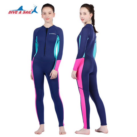 (แถมหมวก) ชุดว่ายน้ำเด็กควบคุมอุณหภูมิ เด็กโต วัยรุ่น ซิปหน้า ใส่ง่าย แขนยาว กันหนาว Swimsuit แถมหมวก พร้อมส่งในไทย Image4