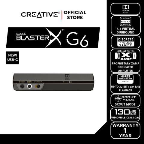 CREATIVE SOUND CARD Sound Blaster G6 USB-C External USB Sound Card -  ซาวด์การ์ด USB DAC/Amp Image3