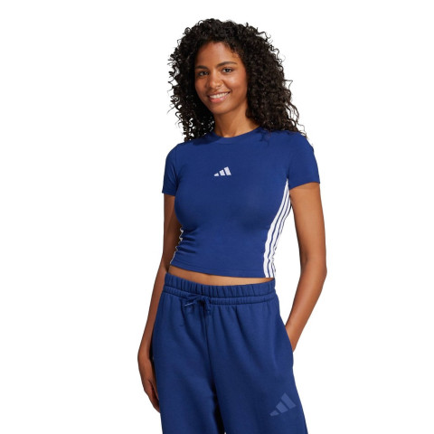 adidas Lifestyle Essentials 3-Stripes Slim Baby Tee Women Blue JE1240 Image3