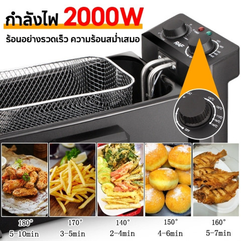 🔥RAF หม้อทอดไฟฟ้า Deep Fryer 3L สแตนเลส316 2000W ปรับอุณหภูมิได้ ทอดเฟรนช์ฟราย หม้อถอดล้างได้ ร้อนเร็ว 2 นาที Image4