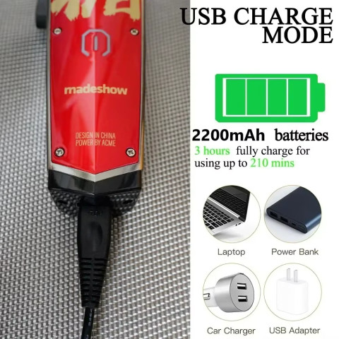 Madeshow รุ่นM10+ / M11 ปัตตาเลี่ยนไฟฟ้า สําหรับร้านทําผม  มี3สี, ที่กันจอนผมสําหรับผู้ชาย, พร้อมส่ง Image6