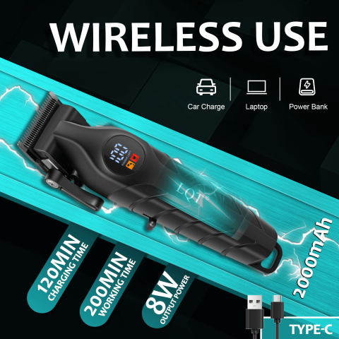 ปัตตาเลี่ยนไฟฟ้าสําหรับผู้ชายมืออาชีพ LQT พร้อมจอแสดงผลดิจิตอล LED ชาร์จ USB ได้ สําหรับใช้ในบ้านและร้านตัดผม เครื่องมือเสริมความงามสําหรับโกนหนวด แมวและสุนัขเลี้ยง Image2