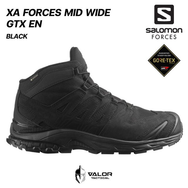 Salomon Forces - XA Forces Mid Wide GTX En [Black] รองเท้าเดินป่า รองเท้ายุทธวิธี สีดำ กันน้ำ ลุยโคลน สำหรับหน้าเท้ากว้าง