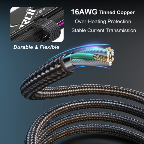 TEUCER PCI-E 5.0 GPU 730 มม.16PIN สาย 12 + 4 PIN 12VHPWR ATX 3.0 Modular สายไฟสําหรับ RTX 3090Ti 4070Ti 4080 4090 Image7