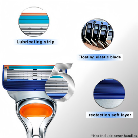 Gillette Fusion 5 Proglide Proshield 5 ชั้นความปลอดภัยการโกนหนวดแทนใบมีดโกนคู่มือมีดโกนตรงใบหน้าสำหรับผู้ชาย Image5