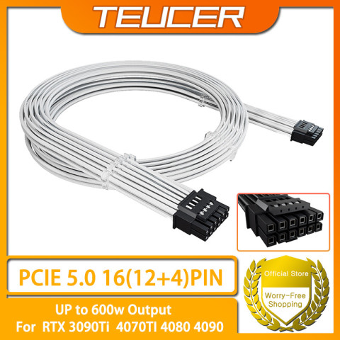 TEUCER PCI-E 5.0 GPU 730 มม.16PIN สาย 12 + 4 PIN 12VHPWR ATX 3.0 Modular สายไฟสําหรับ RTX 3090Ti 4070Ti 4080 4090 Image1
