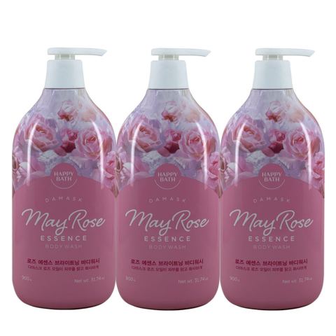 Happy bath | แฮปปี้ บาธ โรส เอสเซนส์ ไบรท์เทนนิ่ง บอดี้ วอช 900 กรัม 3 แพ็ค Image3