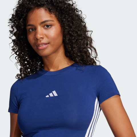 adidas Lifestyle Essentials 3-Stripes Slim Baby Tee Women Blue JE1240 Image7