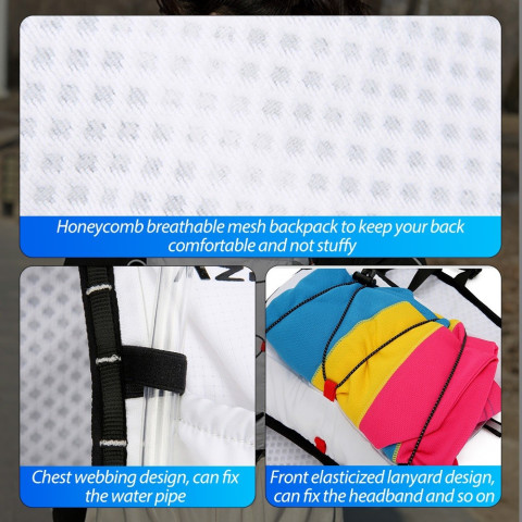 Newboler 7L เดินป่า Hydration กระเป๋าเป้สะพายหลังน้ําหนักเบา Breathable กระเป๋าวิ่งกีฬากลางแจ้งเดินป่าขี่จักรยานปีนเขา Jogging Marathon Pack กระเป๋า 2L น้ํากระเพาะปัสสาวะ Image8