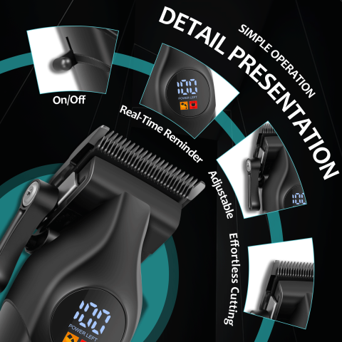 ปัตตาเลี่ยนไฟฟ้าสําหรับผู้ชายมืออาชีพ LQT พร้อมจอแสดงผลดิจิตอล LED ชาร์จ USB ได้ สําหรับใช้ในบ้านและร้านตัดผม เครื่องมือเสริมความงามสําหรับโกนหนวด แมวและสุนัขเลี้ยง Image4