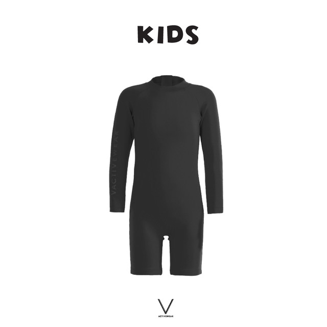 KIDS COLLECTION  BLACK JUMPSUIT SS2025 ชุดว่ายน้ำเด็ก JUMPSUIT ผ้าหนา สี ดำ กัน UV UPF 50+