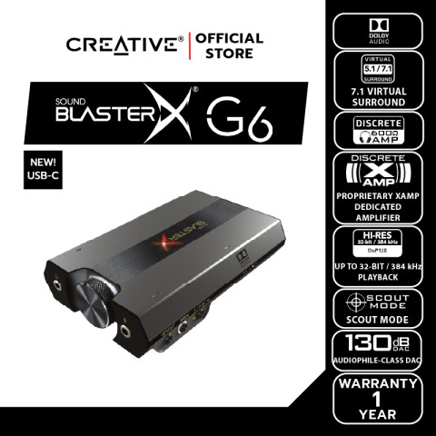 CREATIVE SOUND CARD Sound Blaster G6 USB-C External USB Sound Card -  ซาวด์การ์ด USB DAC/Amp Image2