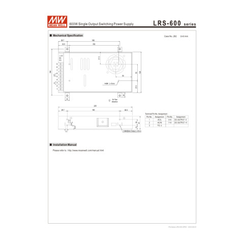 MEAN WELL LRS-600-48 DC48V 12.5A สวิตช์พาวเวอร์ซัพพลาย Meanwell หม้อแปลง สวิตซ์ชิ่ง เพาเวอร์ซัพพลาย Image7