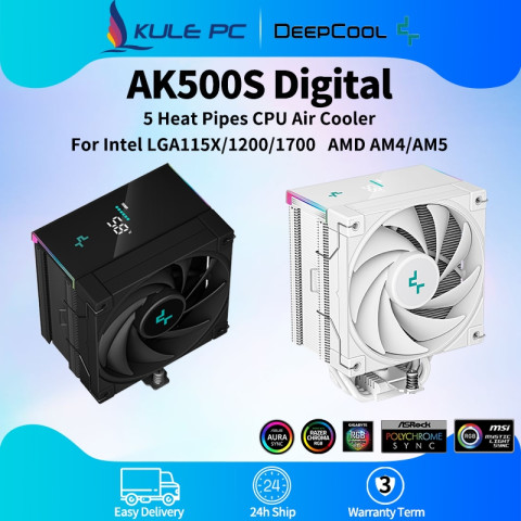Deepcool AK500S พัดลมระบายความร้อน CPU ดิจิทัล AK500 ท่อความร้อน 5 ท่อ 120 มม. FDB เสียงเงียบ สําหรับ Intel LGA1155 LGA1200 LGA1700 AMD AM5 AM4 Image1